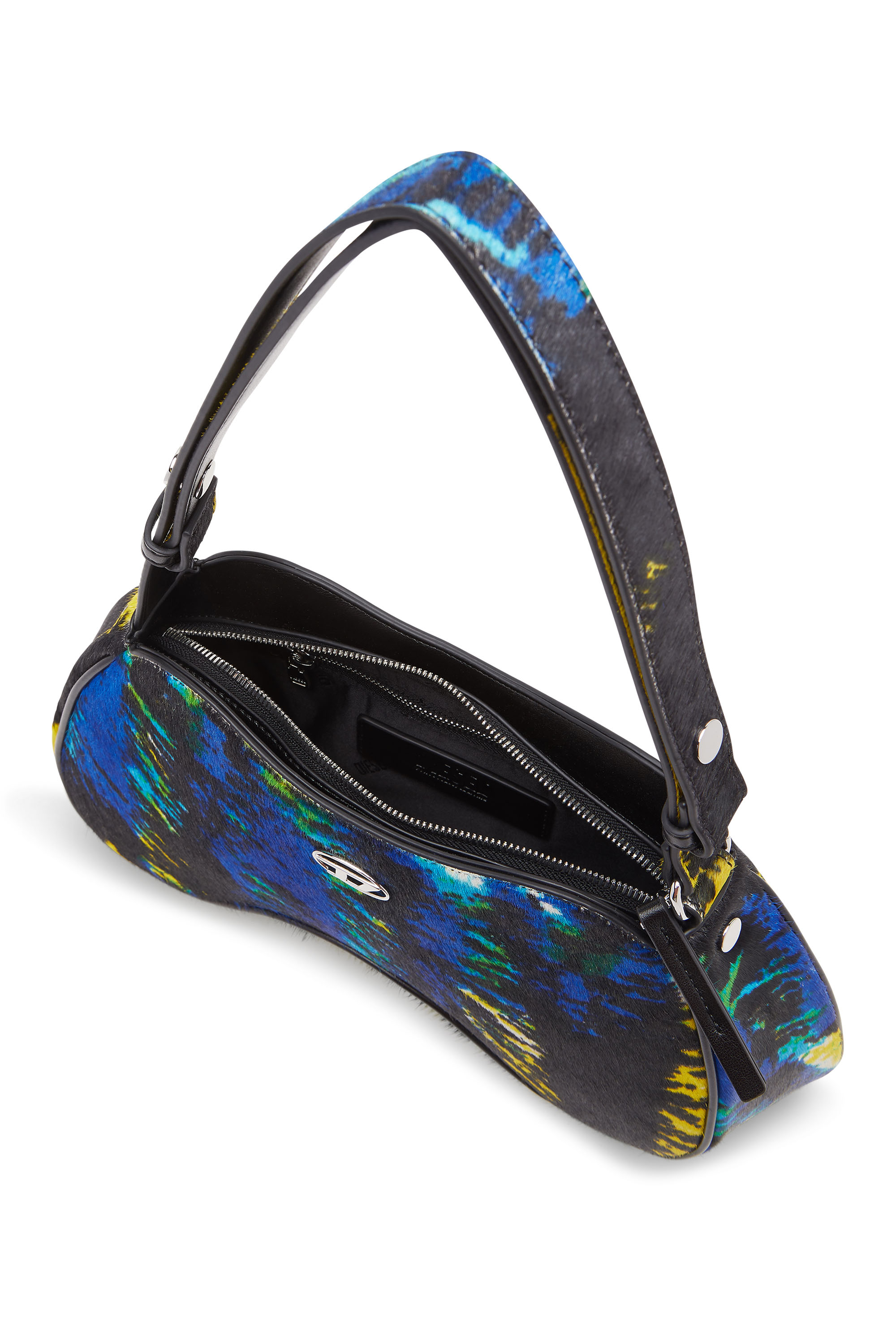 Diesel - PLAY SHOULDER, Woman's Play-Borsa a spalla in cavallino tigrato in Yellow/Blue - 4