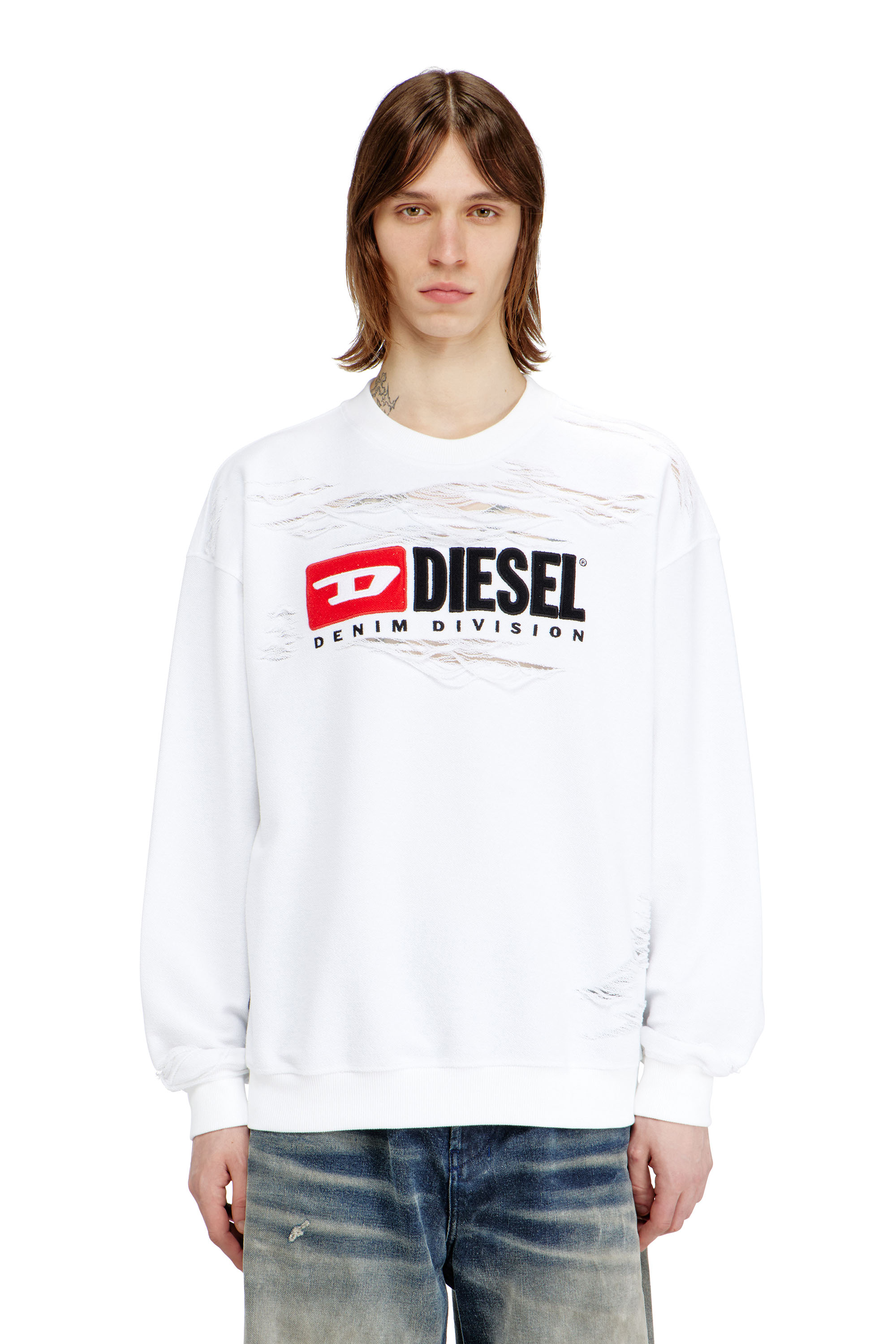 Diesel - S-BOXT-V1, Man's Sweatshirt with devor&egrave;e floating threads in null - 3
