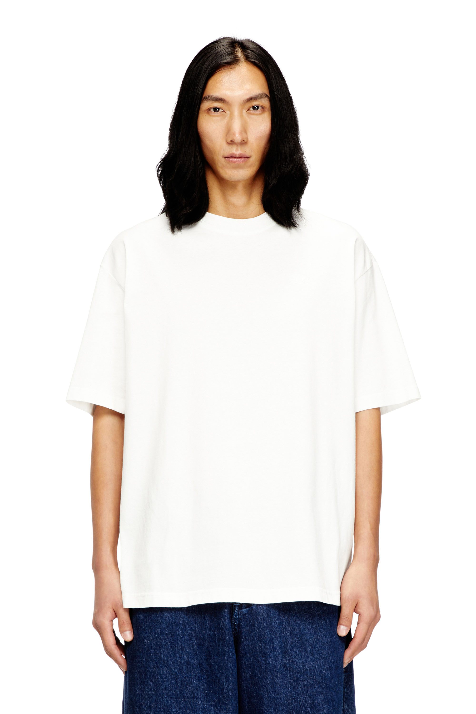 Diesel - T-BOGGY-MEGOVAL-D, Man's T-shirt with maxi oval D embroidery in White - 1