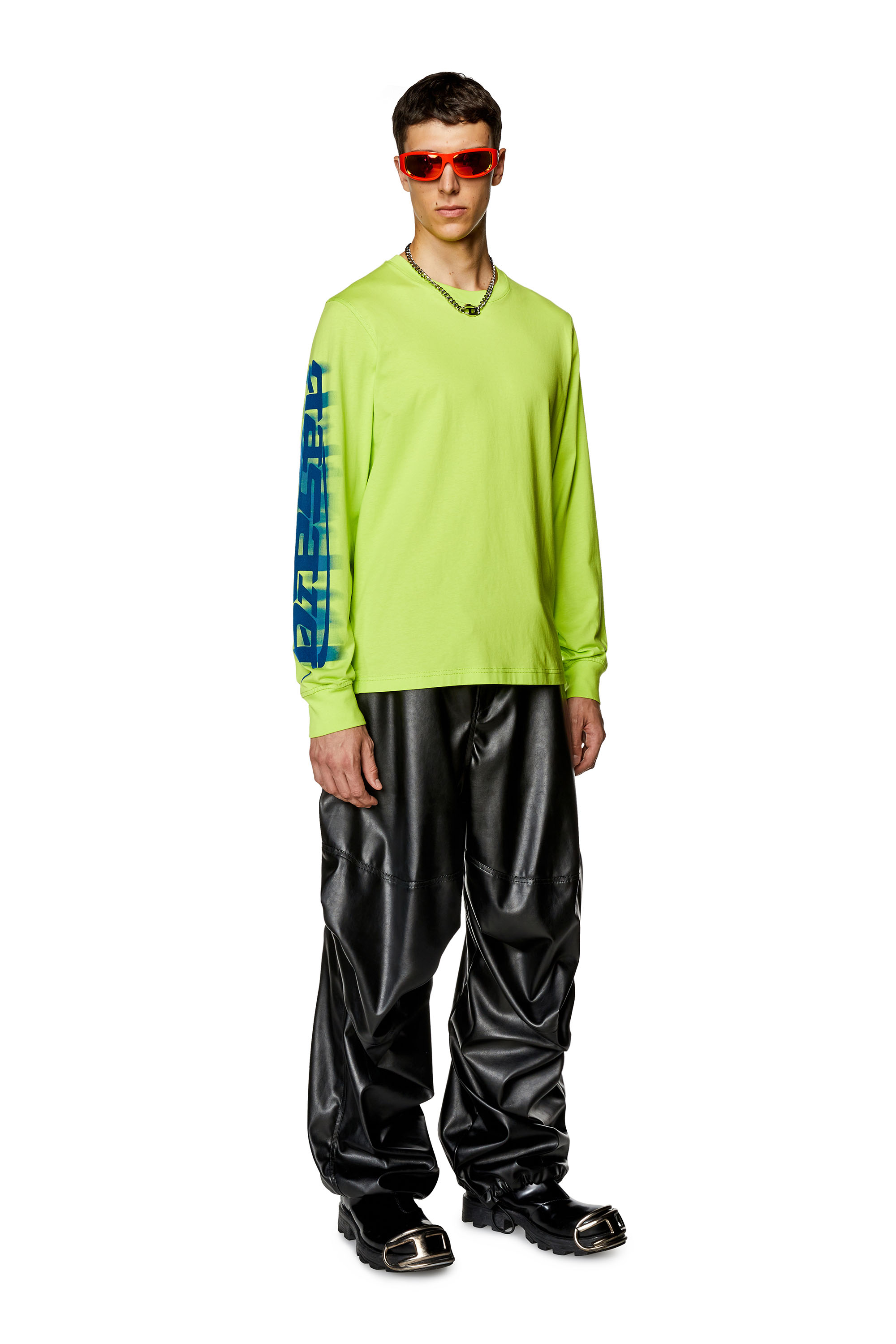 Diesel - T-JUST-LS-SLITS-N2, Green Fluo - Image 2