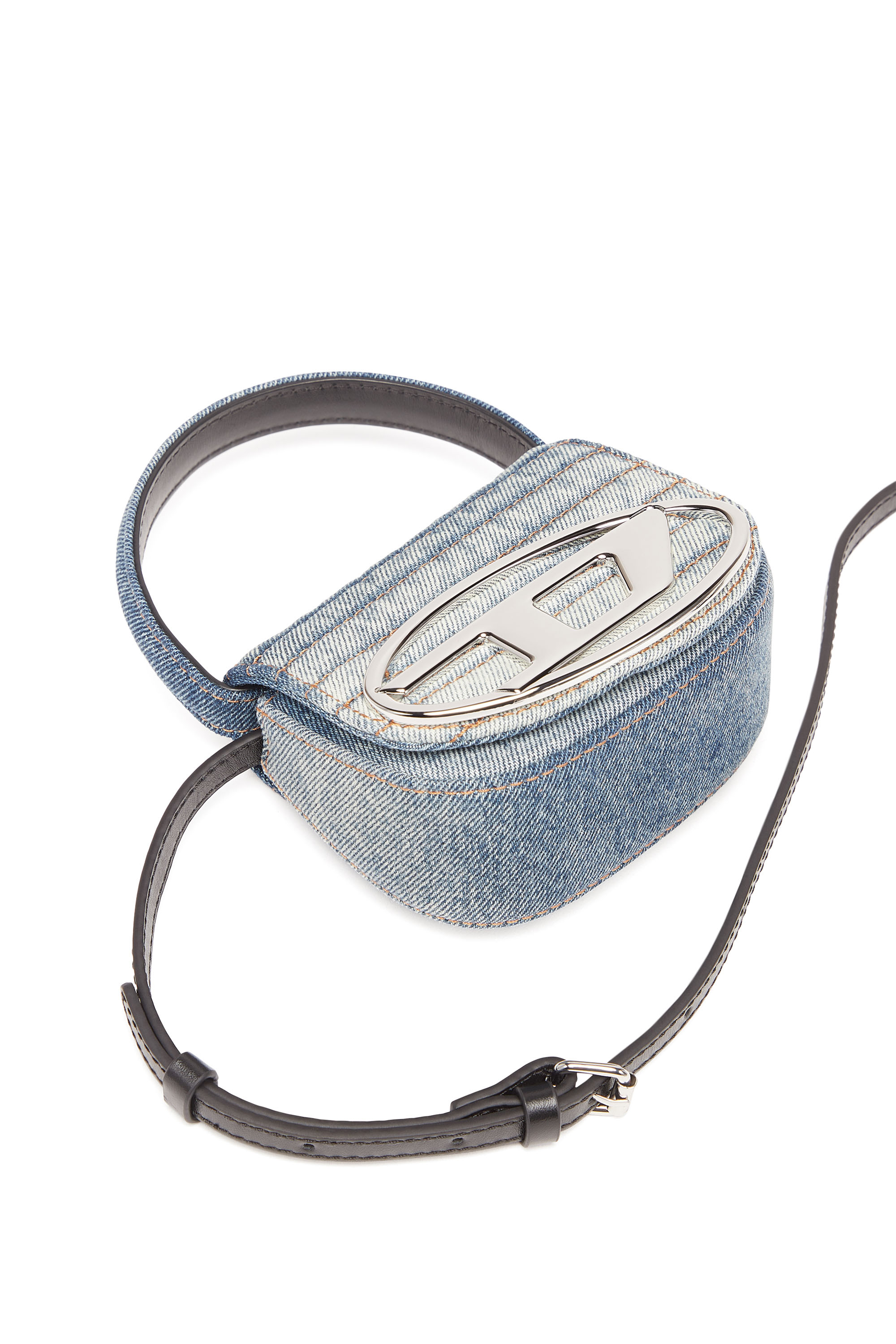 Diesel - 1DR XS, Woman's 1DR XS - Iconic mini bag in solarised denim in Blue/White - 5