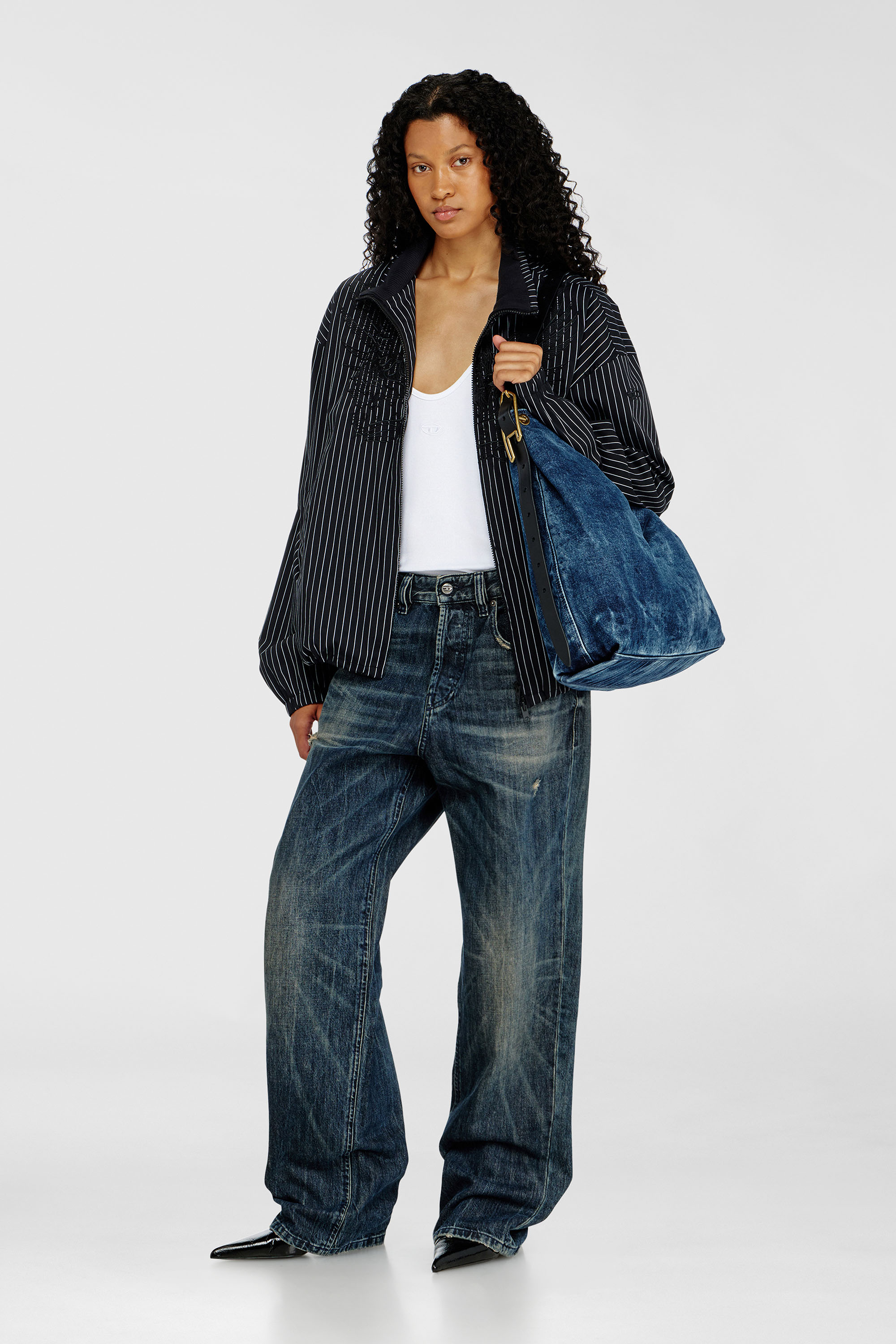 Diesel - D-LINE HOBO L, Woman's D-Line-Denim hobo bag in Medium blue - 2