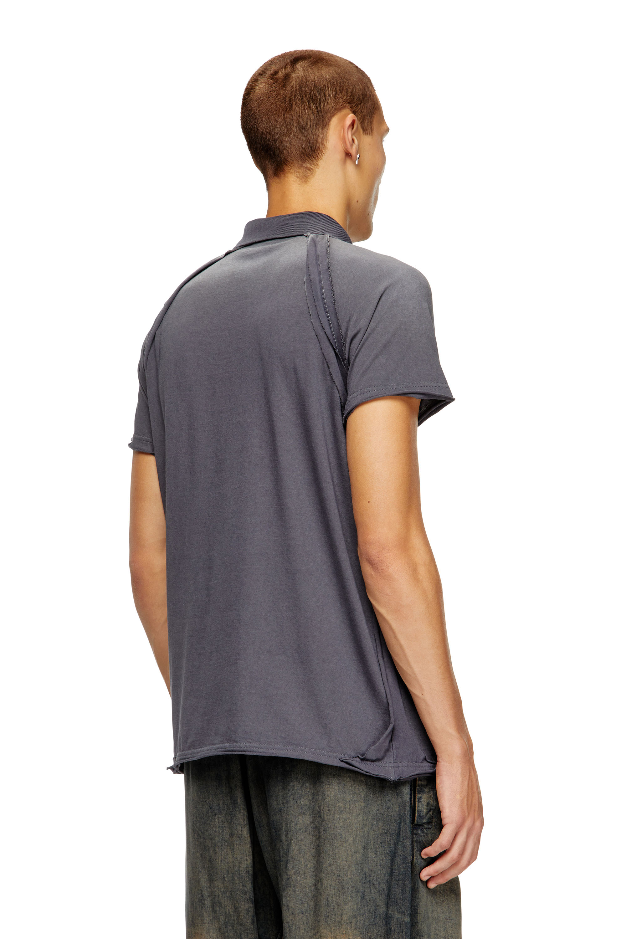 Diesel - T-NORY, Man's Polo shirt with peel-off effect in Grey - 2
