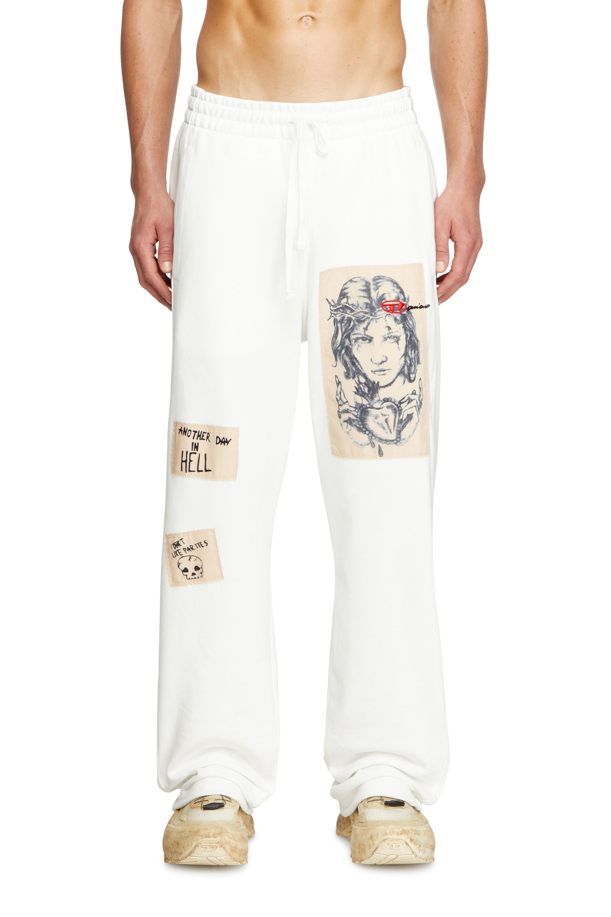 Diesel - P-MARTYANS-DD, Unisex's Track pants with tattoo patches in White - 1