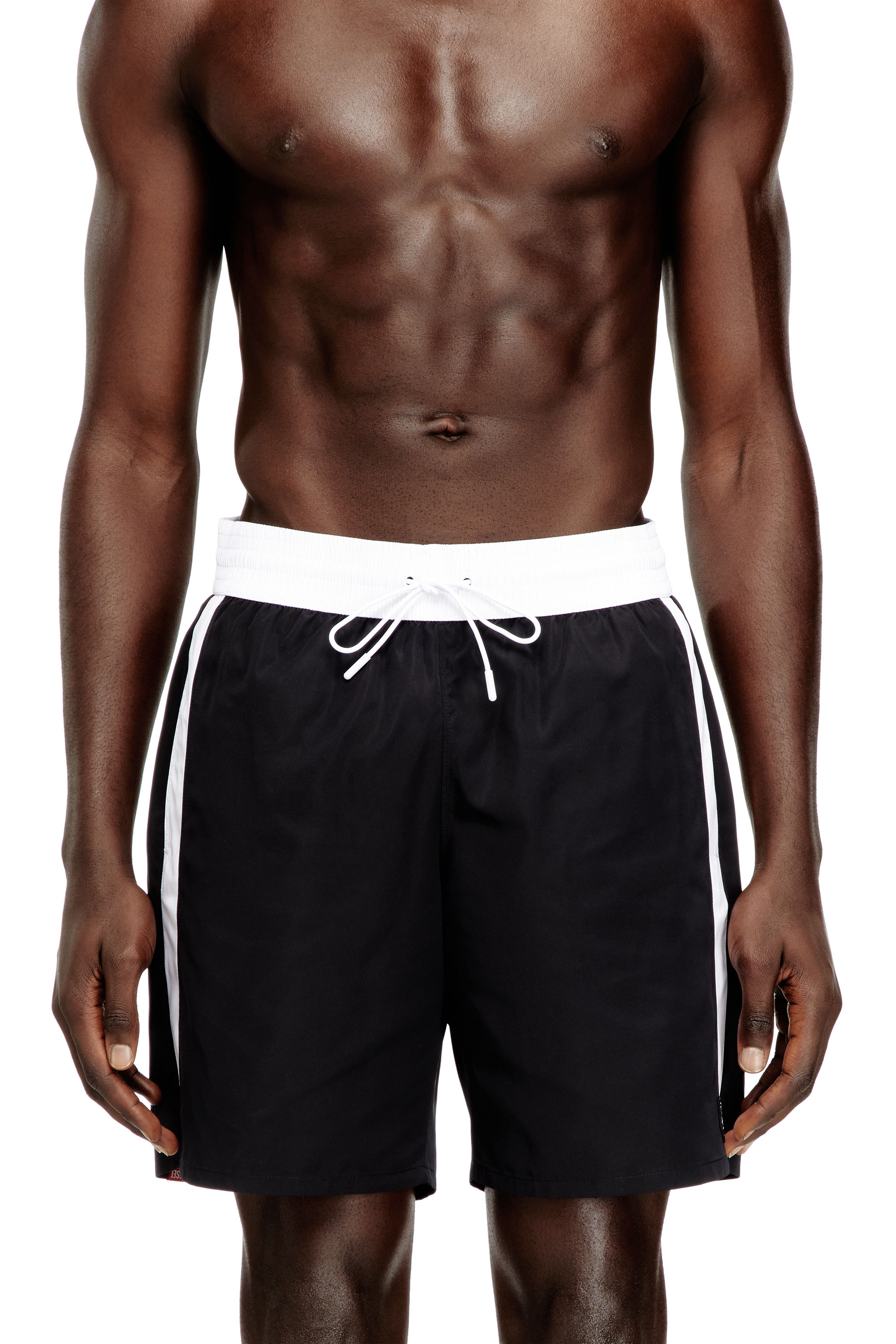 Diesel - BOXER-46-D-POP, Man's Swim shorts with contrast waistband in Black - 1