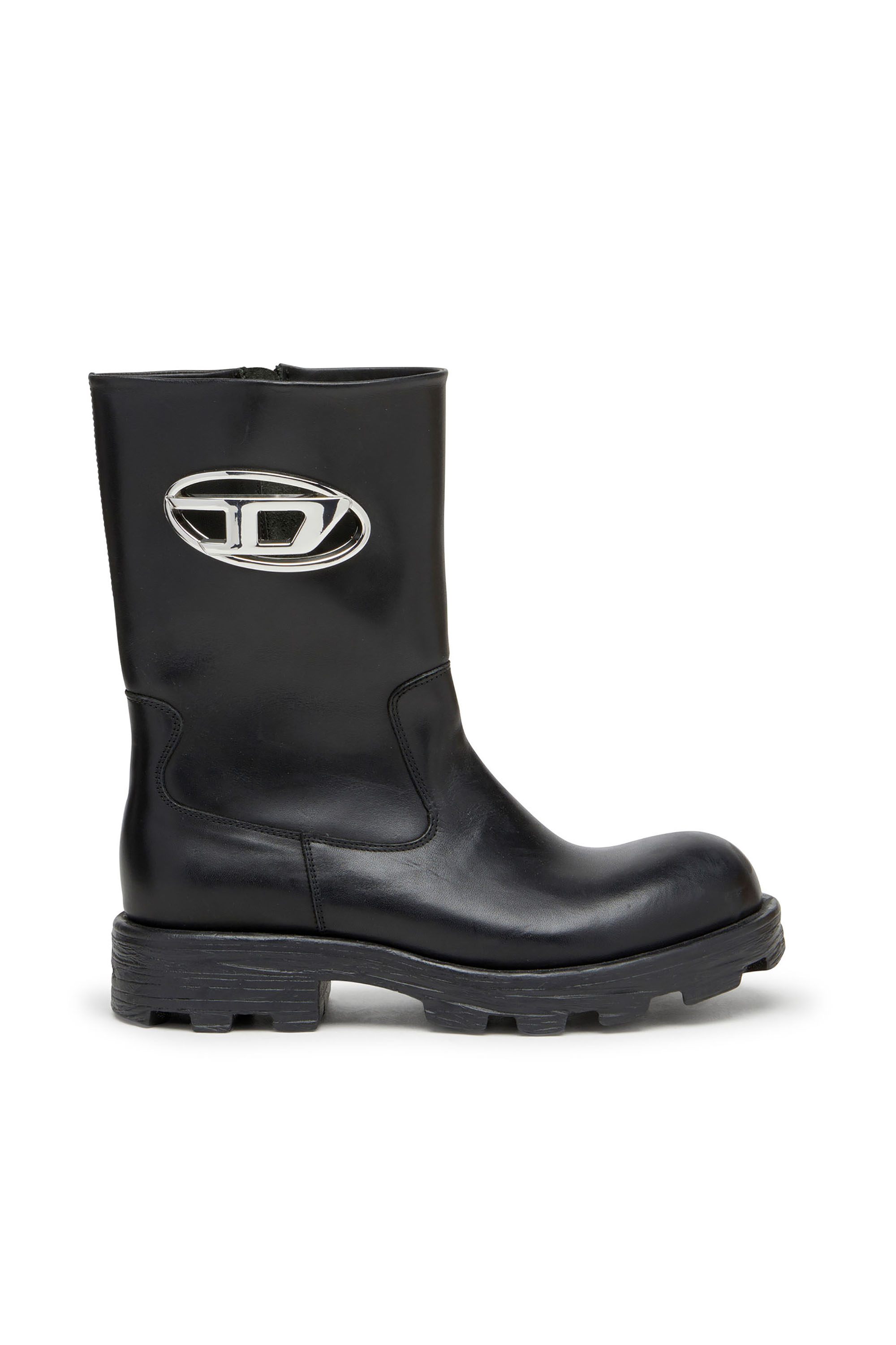 Diesel - D-HAMMER BKR D W, Woman's D-Hammer-Cut-out leather boots with logo hardware in Black - 1