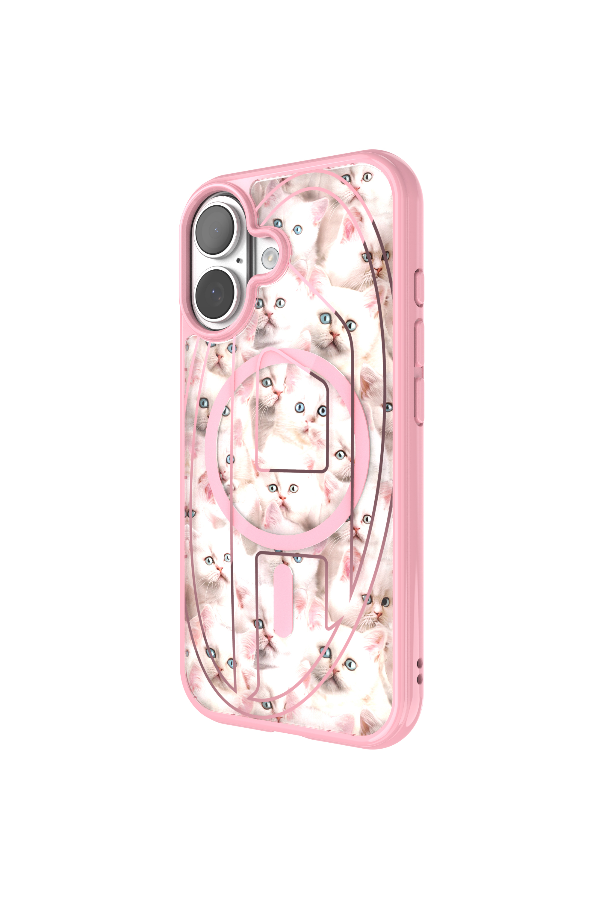 Diesel - 60423 AOP CASE, Unisex's Oval D cats case with magsafe for iPhone 17 in Pink - 4