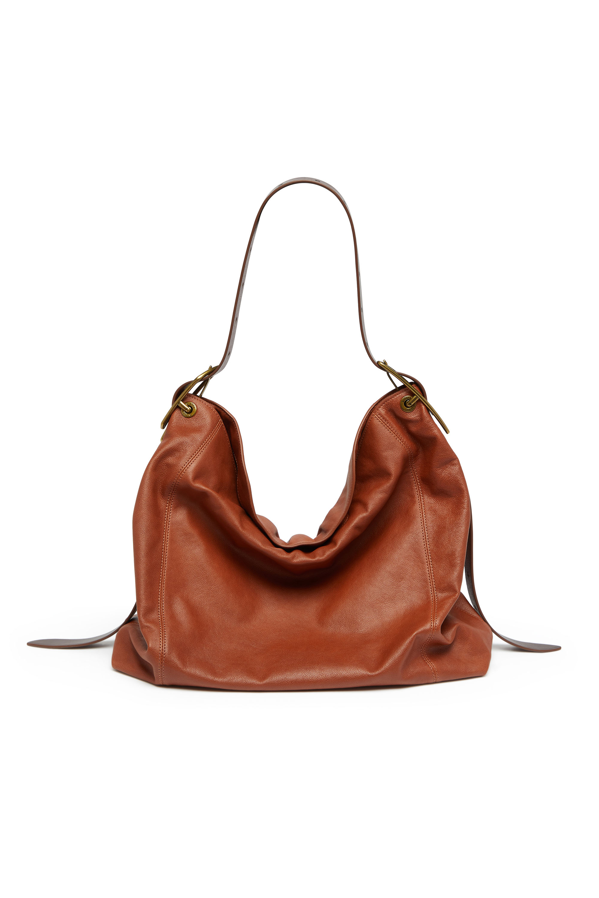 Diesel - D-LINE HOBO L, Woman's D-Line-Hobo bag in shiny leather in Brown - 1