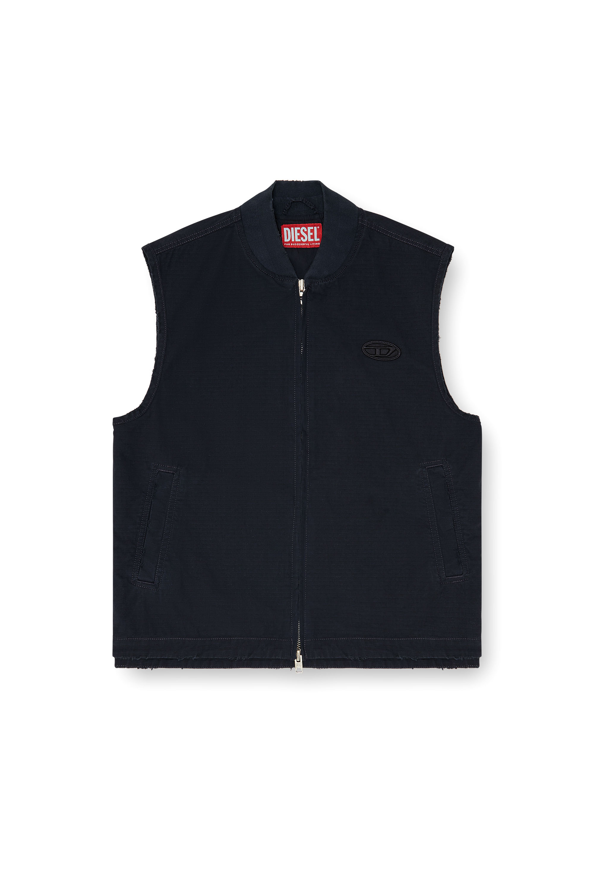 Diesel - J-TYPE-CO-SL, Man's Cotton ripstop vest with Oval D patch in Black - 3
