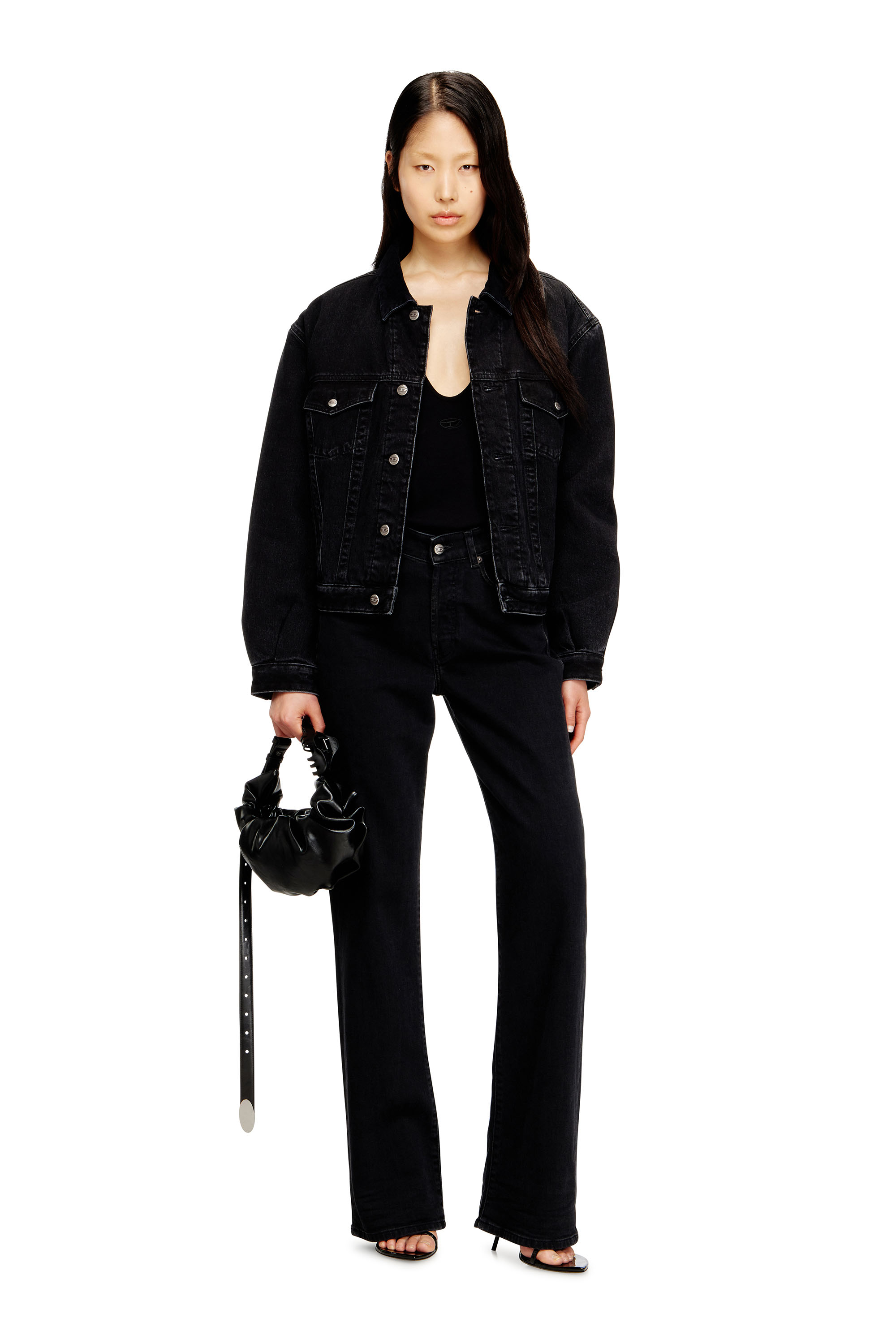 Diesel - D-RANGER-T, Unisex's Padded trucker jacket in denim in Black - 4